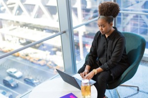 Young woman working on a laptop